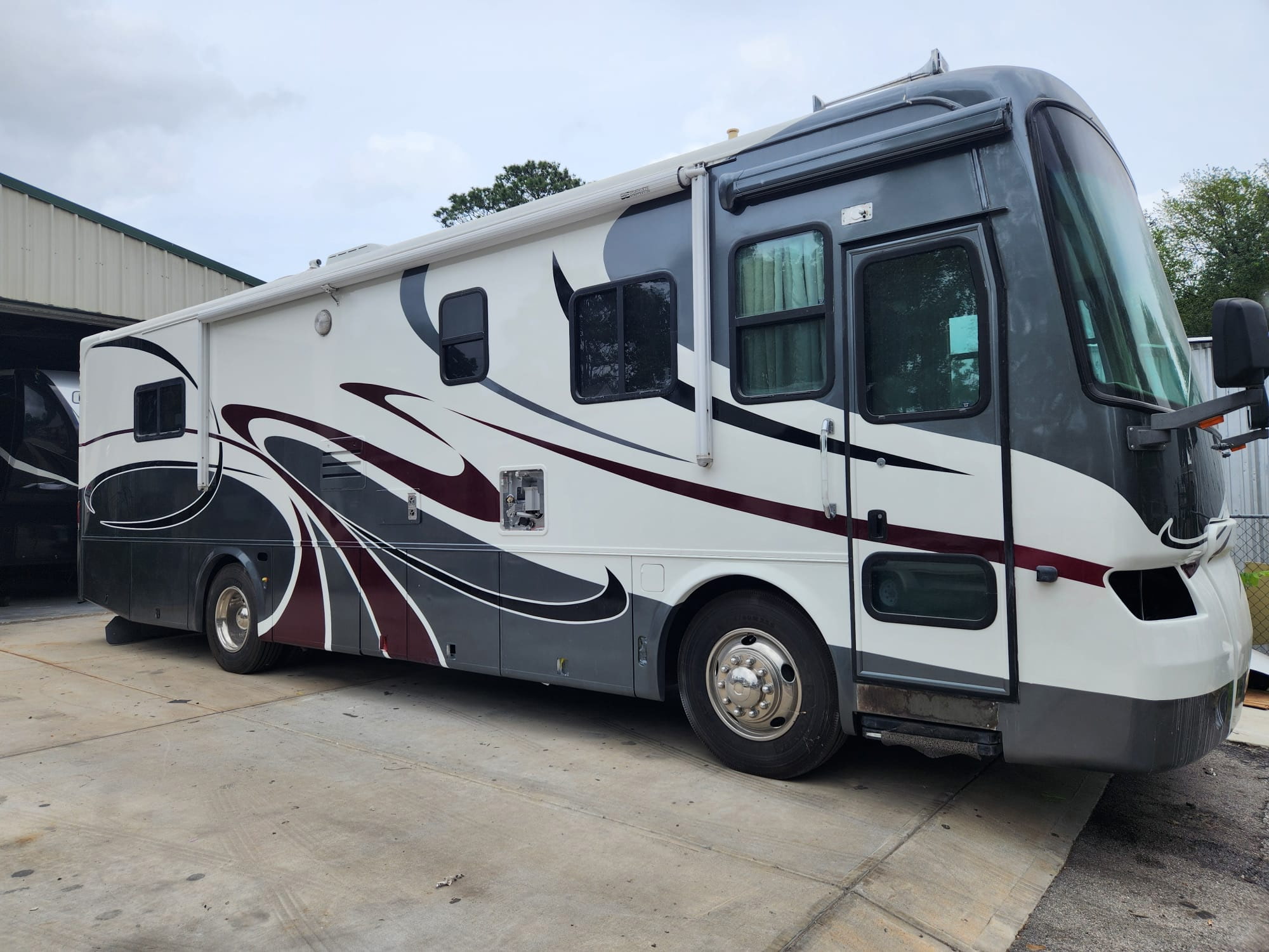 Class A motorhome at Joe's RV Repair shop