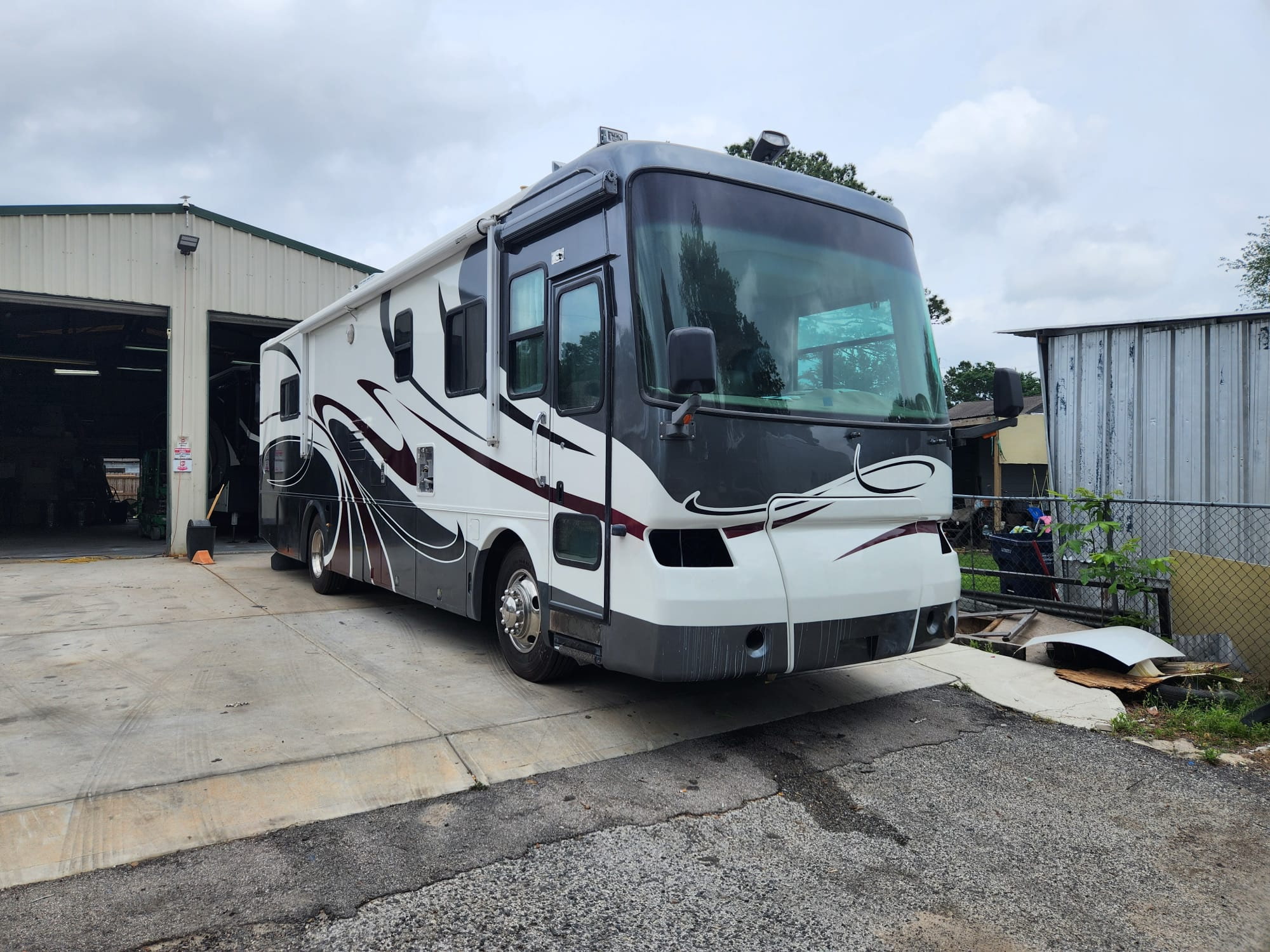 Class A motorhome front view at Joe's RV Repair